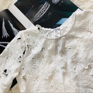 NEW White Lace Laser Cut Summer Dressy Blouse Top